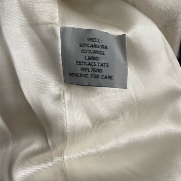 Anne Klein White Angora Wool Peacoat Double Breasted Jacket Size Large (40) - Picture 4 of 12